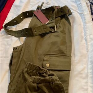 Olive Green Belted Pants